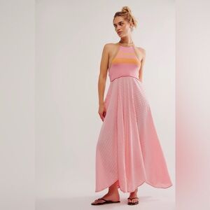 NWT Free People Surf's Up Maxi Dress in Flamingo 🦩 Pink